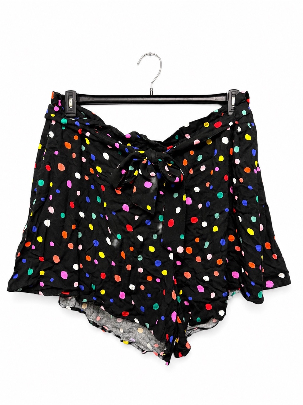 Eloquii Black Polka Dot Tie-Waist Women’s Shorts NWT